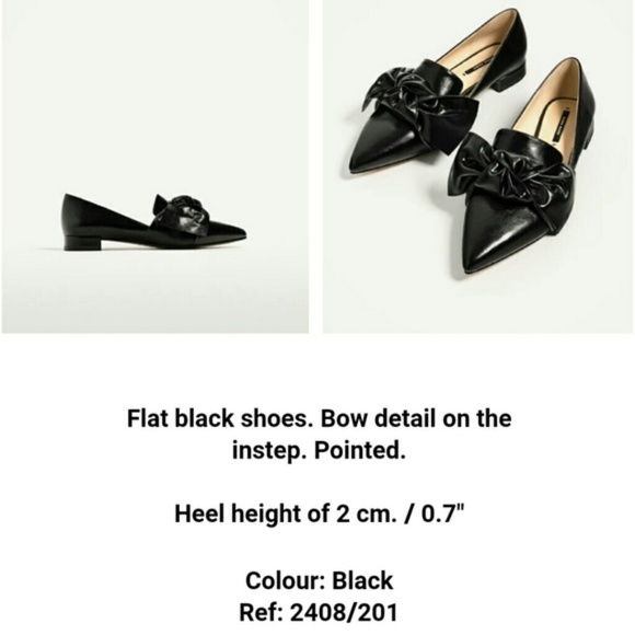 Zara flat shoes with bow detail black US 6 - Picture 4 of 7